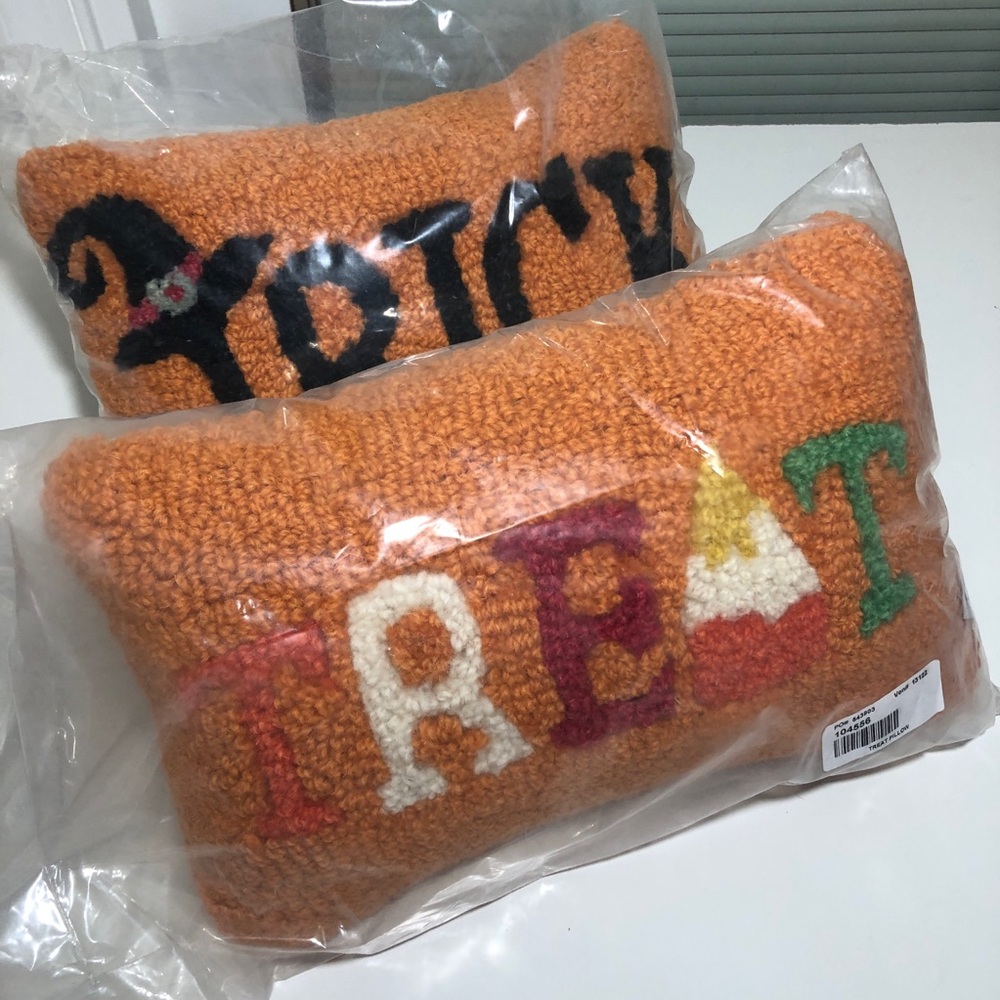 Sundance Throw Accent Pillows Halloween Trick Treat LOT OF 2 Holiday Decor